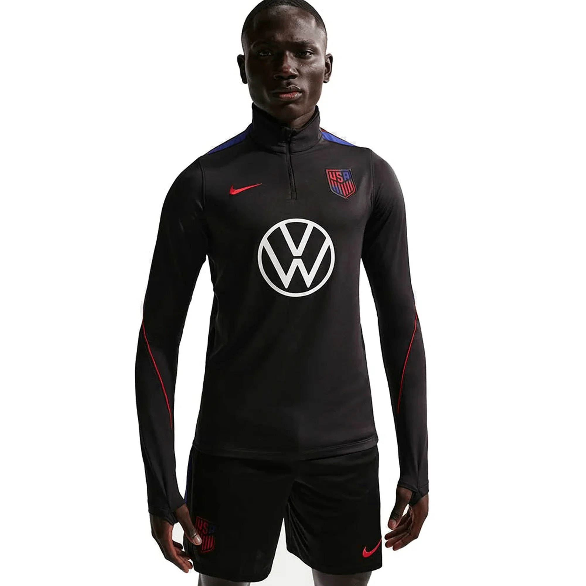 Nike Mens United States Strike Drill Top Jacket 2026 (Black/Challege Red)