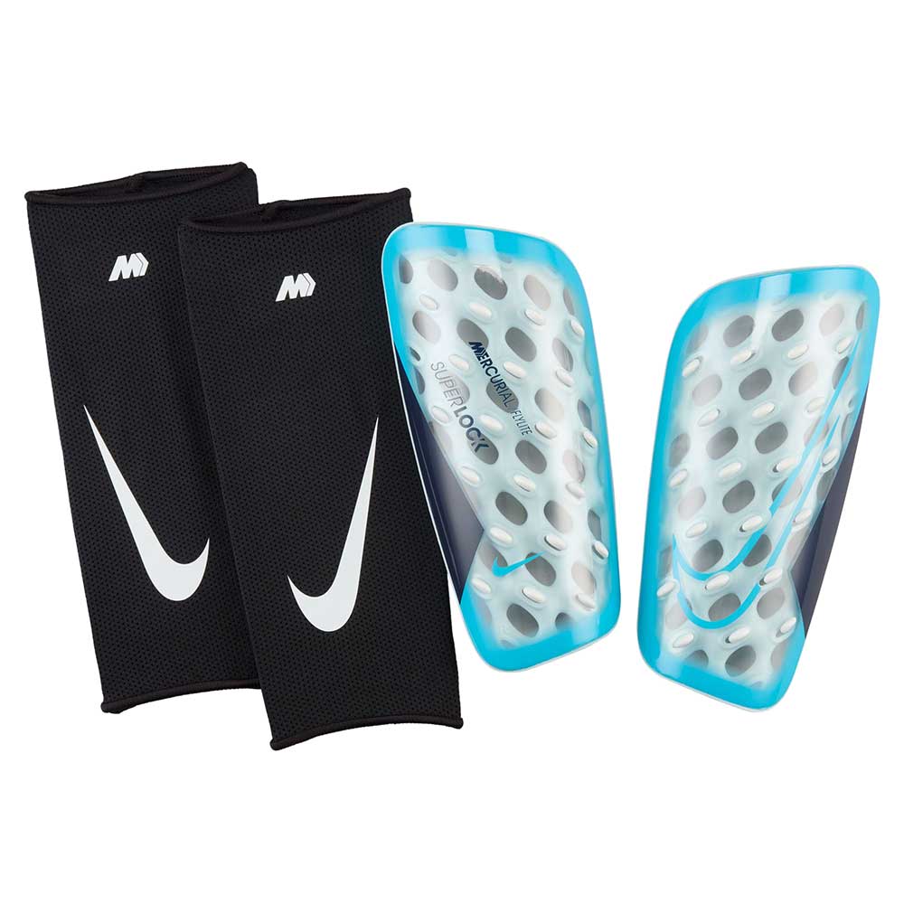 Nike Mercurial FlyLite SuperLock Shin Guards – NOCSAE Certified (Blue Furry/Black)