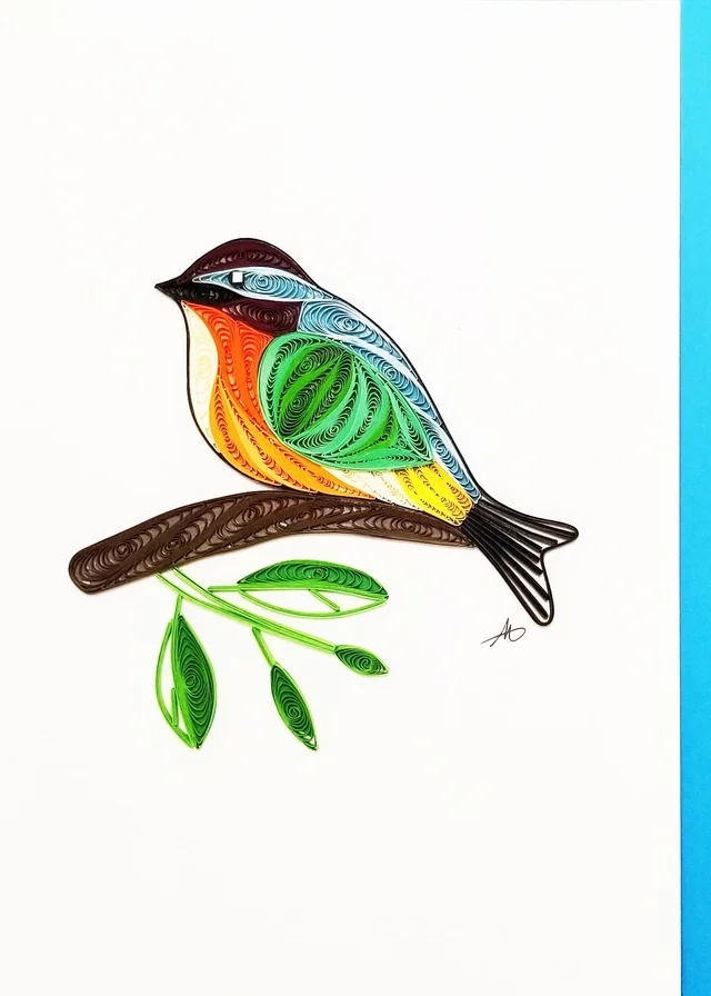 Five Color Bird Card by Iconic Quilling