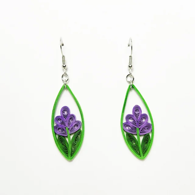Lavender Flower Earrings by Iconic Quilling