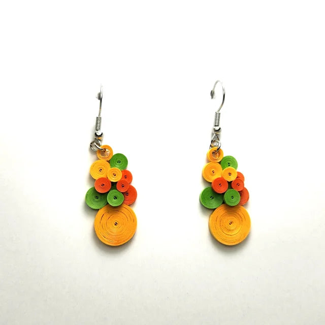 Orange Green Bubbles Earrings by Iconic Quilling
