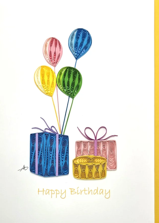 Happy Birthday Gifts Card by Iconic Quilling