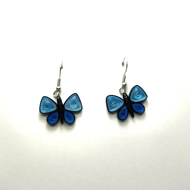 Blue Butterfly Earrings by Iconic Quilling