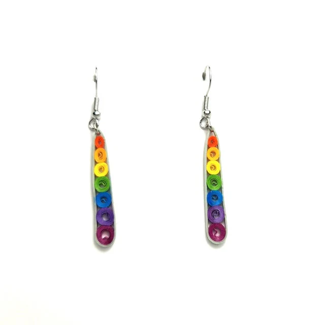 Rainbow Icicle Earrings by Iconic Quilling