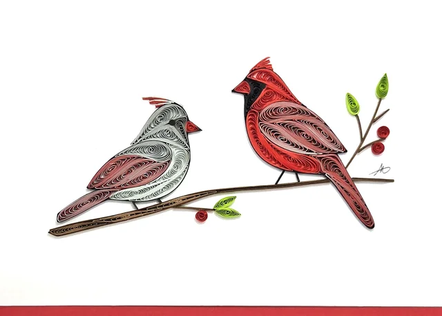 Cardinal Couple Card by Iconic Quilling